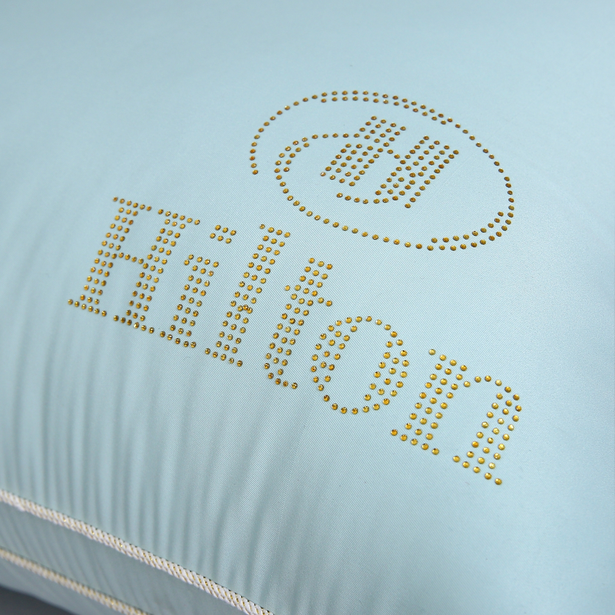 91家纺网 家纺一手货源 找家纺 天意美 2023新款舒适柔丝花边冰丝烫钻枕头枕芯 48x74cm天蓝色一只