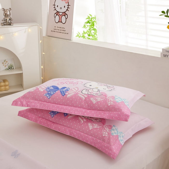 91家纺网 家纺一手货源 找家纺 蘭菲2023新款全棉印染三丽鸥全棉大版卡通四件套-枕套 炫彩KT