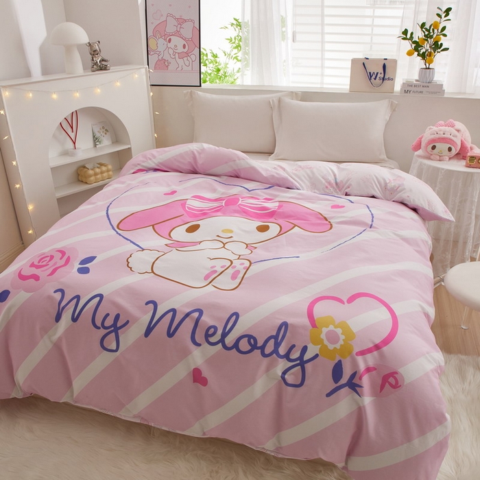 91家纺网 家纺一手货源 找家纺 蘭菲2023新款全棉印染三丽鸥全棉大版卡通四件套-被套 天真