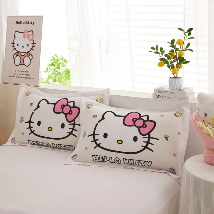 91家纺网 家纺一手货源 找家纺 蘭菲2023新款全棉印染三丽鸥全棉大版卡通四件套-枕套 甜品站