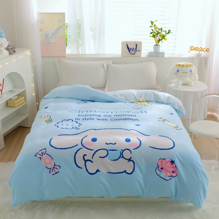 91家纺网 家纺一手货源 找家纺 蘭菲2023新款全棉印染三丽鸥全棉大版卡通四件套-被套 吃货