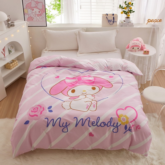 91家纺网 家纺一手货源 找家纺 蘭菲2023新款全棉印染三丽鸥全棉大版卡通四件套-被套 天真