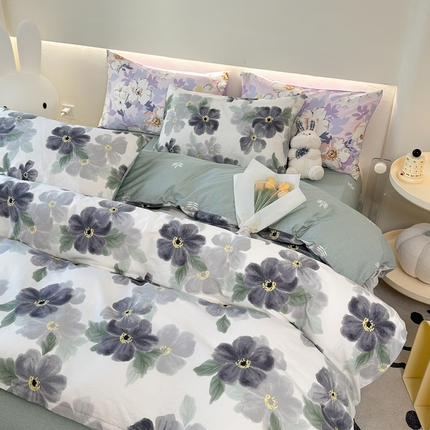 91家纺网 家纺一手货源 找家纺 （总）权瑾家纺 13372全棉纯棉四件套直播爆款小清新少女风