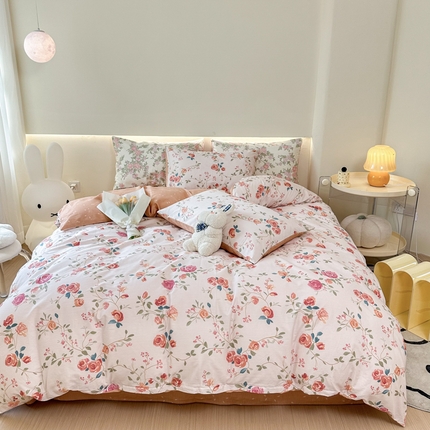 91家纺网 家纺一手货源 找家纺 （总）权瑾家纺 全棉13372印花四件套小清新少女风直播爆款