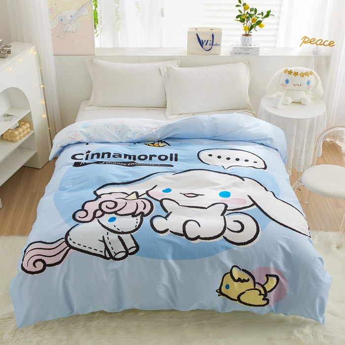 91家纺网 家纺一手货源 找家纺 蘭菲2023新款全棉印染三丽鸥全棉大版卡通四件套-被套 布丁