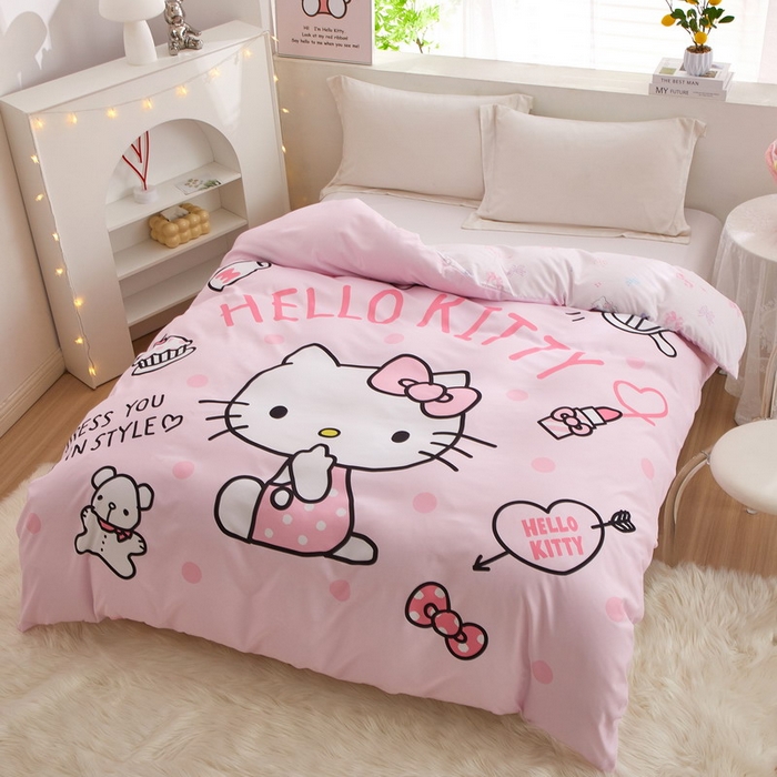 91家纺网 家纺一手货源 找家纺 （总）蘭菲2023新款全棉印染三丽鸥全棉大版卡通四件套-被套