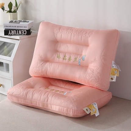 天意美  2023新款护颈锥助眠臻品蚕丝乳胶枕头枕芯 48x74cm臻品蚕丝-粉（一只）