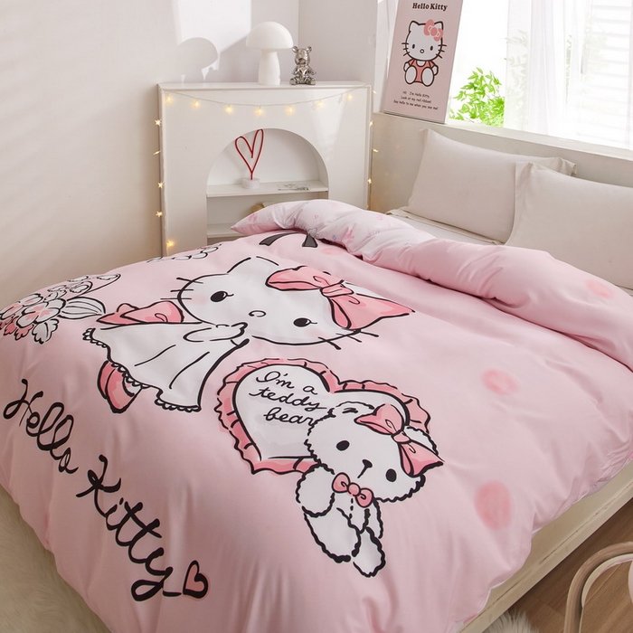 91家纺网 家纺一手货源 找家纺 蘭菲2023新款全棉印染三丽鸥全棉大版卡通四件套-被套 公主