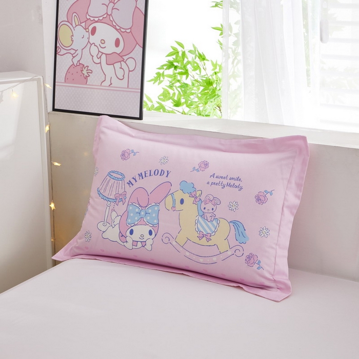 91家纺网 家纺一手货源 找家纺 蘭菲2023新款全棉印染三丽鸥全棉大版卡通四件套-枕套 小乐乐