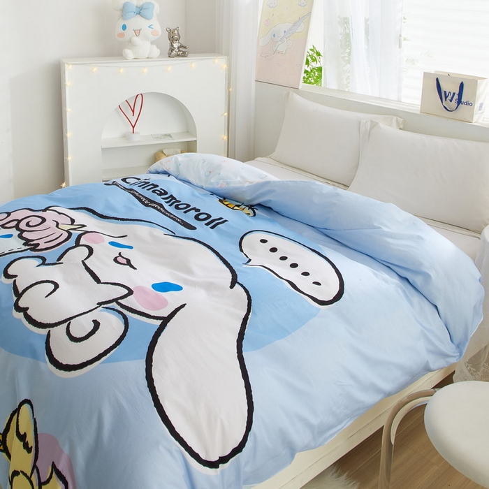 91家纺网 家纺一手货源 找家纺 蘭菲2023新款全棉印染三丽鸥全棉大版卡通四件套-被套 布丁