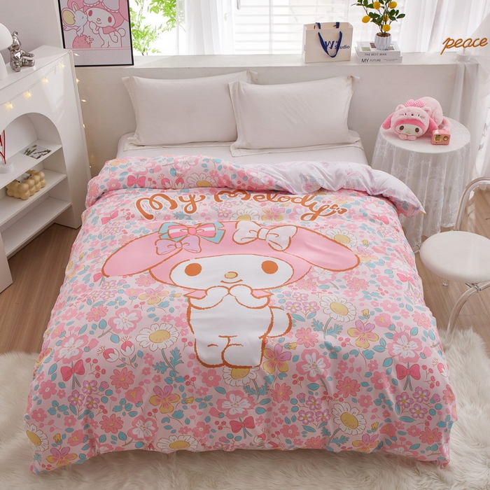 91家纺网 家纺一手货源 找家纺 蘭菲2023新款全棉印染三丽鸥全棉大版卡通四件套-被套 闺蜜