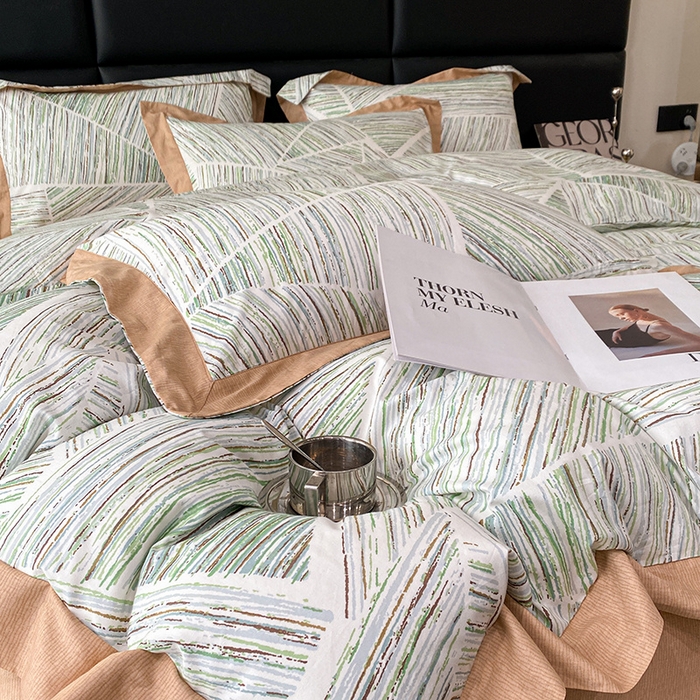 91家纺网 家纺一手货源 找家纺 金奇达 2024新款全棉宽边轻奢四件套 初夏