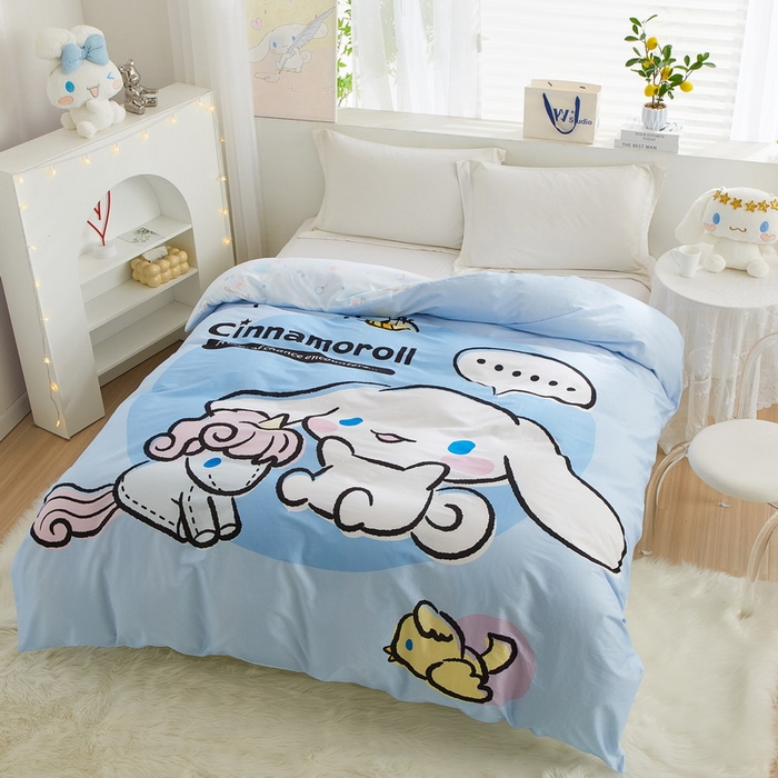 91家纺网 家纺一手货源 找家纺 蘭菲2023新款全棉印染三丽鸥全棉大版卡通四件套-被套 布丁