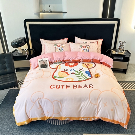 色鬼布艺 2023新款加厚双面磨毛数码大版印花四件套 花梦里