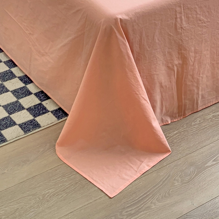 91家纺网 家纺一手货源 找家纺 六巷胡同 2023新款32支全棉纯色水洗棉单床单 蜜桃粉