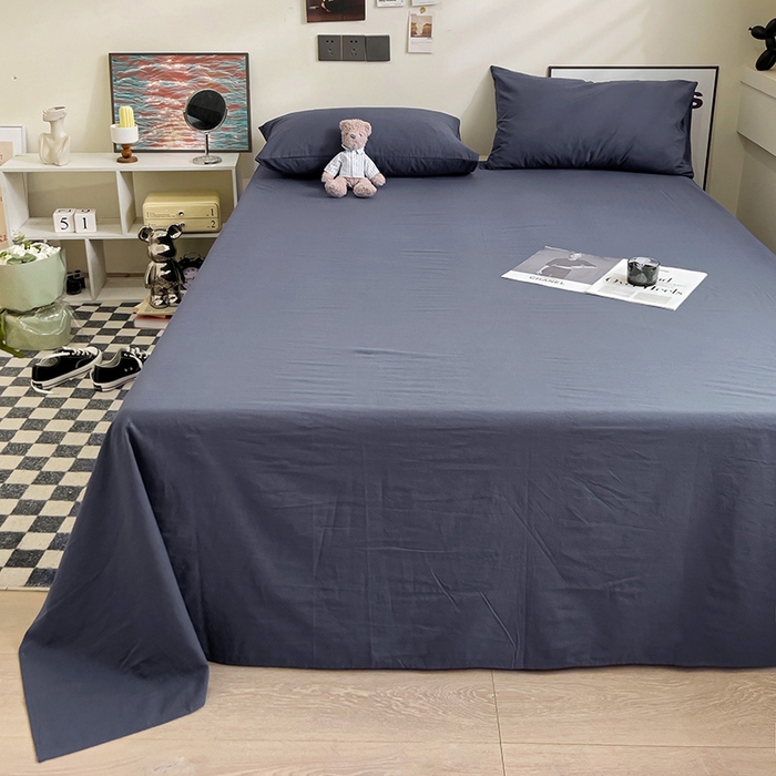 91家纺网 家纺一手货源 找家纺 六巷胡同 2023新款32支全棉纯色水洗棉单床单 藏青蓝