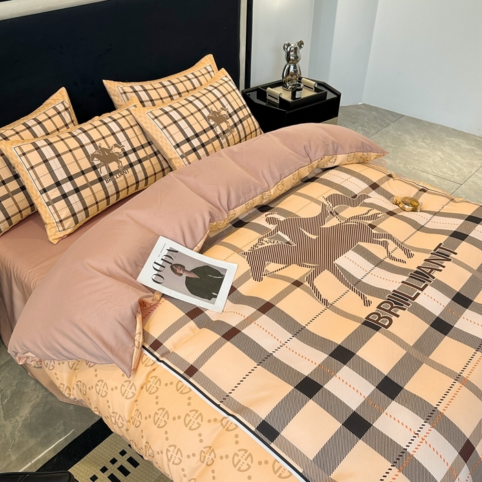 91家纺网 家纺一手货源 找家纺 色鬼布艺 2023新款加厚双面磨毛数码大版印花四件套 格言