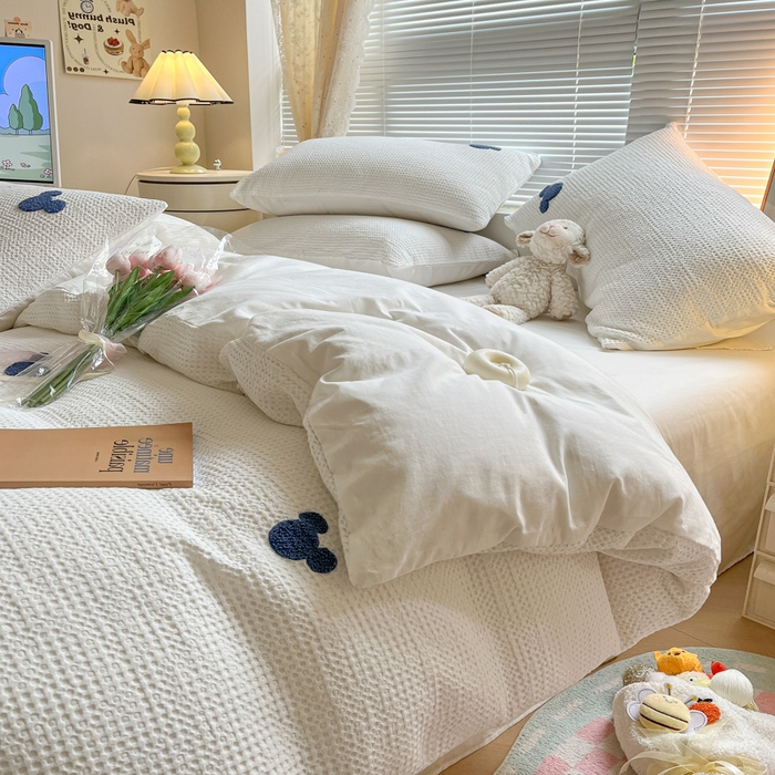 91家纺网 家纺一手货源 找家纺 （总）慕尚2025华夫格全棉米奇毛巾绣四件套