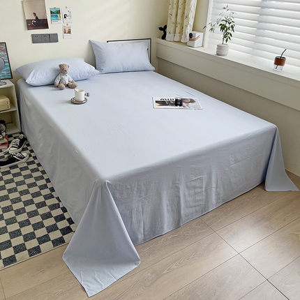 91家纺网 家纺一手货源 找家纺 六巷胡同 2023新款32支全棉纯色水洗棉单床单 奶油蓝