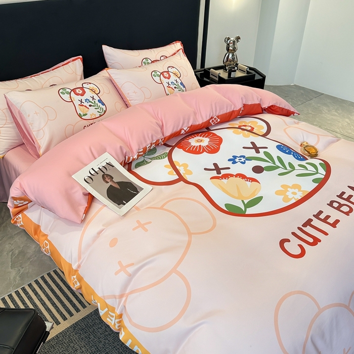 91家纺网 家纺一手货源 找家纺 色鬼布艺 2023新款加厚双面磨毛数码大版印花四件套 花梦里