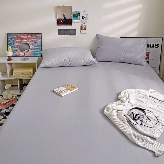 91家纺网 家纺一手货源 找家纺 六巷胡同 2023新款32支全棉纯色水洗棉单床笠 藤萝紫