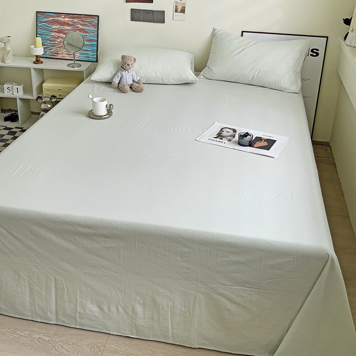 91家纺网 家纺一手货源 找家纺 六巷胡同 2023新款32支全棉纯色水洗棉单床单 薄荷绿