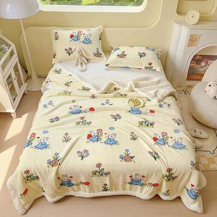 沐慕 2023新款毛毯 花丛兔兔