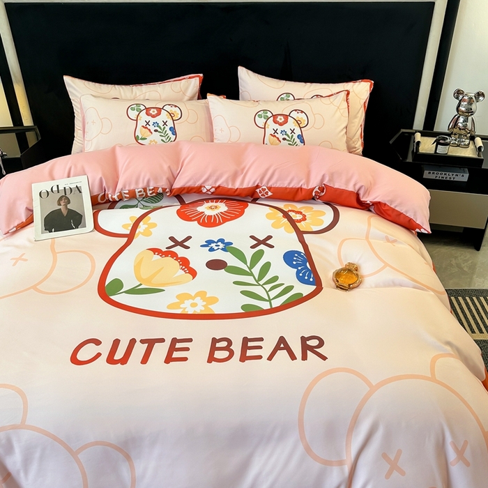 91家纺网 家纺一手货源 找家纺 色鬼布艺 2023新款加厚双面磨毛数码大版印花四件套 花梦里