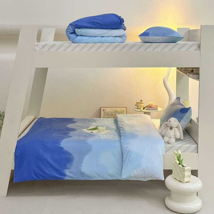 91家纺网 家纺一手货源 找家纺 昔可家纺 2023新款少女粉渐变色上下铺全棉四件套 那片蓝海