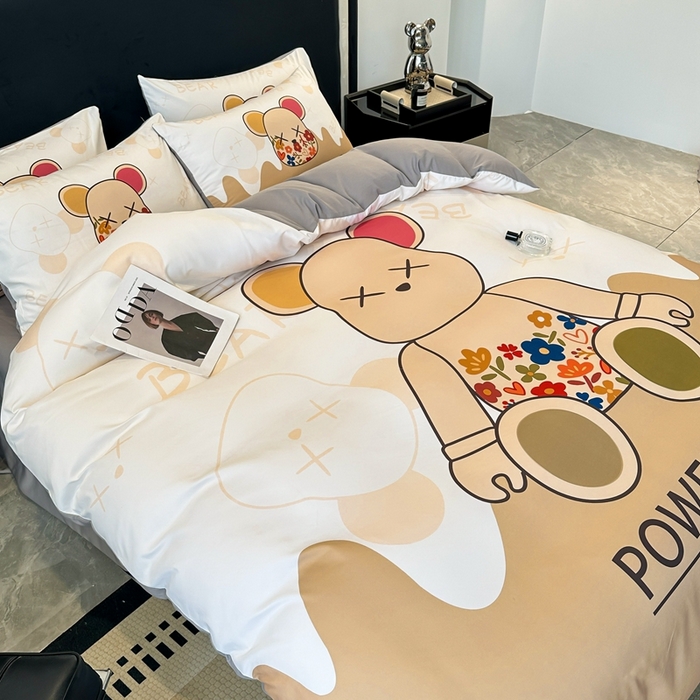 91家纺网 家纺一手货源 找家纺 色鬼布艺 2023新款加厚双面磨毛数码大版印花四件套 芬利