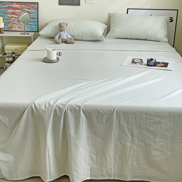 91家纺网 家纺一手货源 找家纺 六巷胡同 2023新款32支全棉纯色水洗棉单床单 薄荷绿