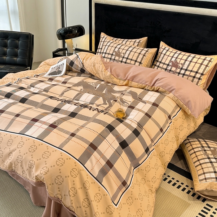 91家纺网 家纺一手货源 找家纺 色鬼布艺 2023新款加厚双面磨毛数码大版印花四件套 格言