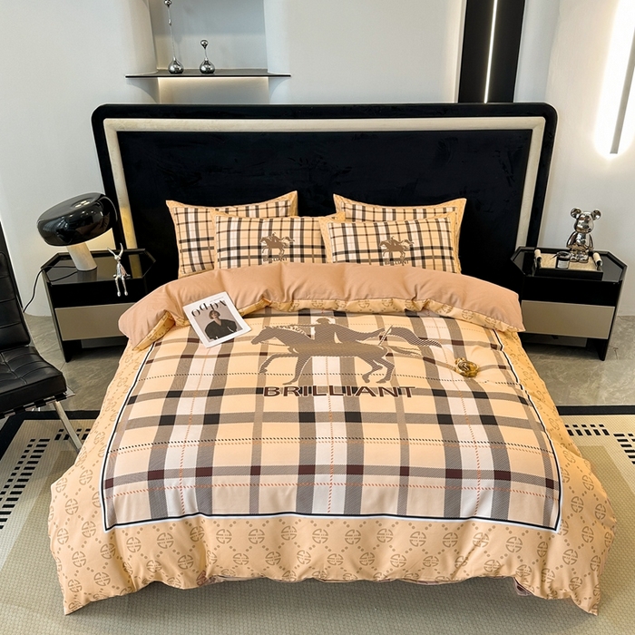 91家纺网 家纺一手货源 找家纺 色鬼布艺 2023新款加厚双面磨毛数码大版印花四件套 格言