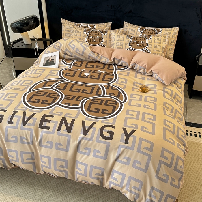 91家纺网 家纺一手货源 找家纺 色鬼布艺 2023新款加厚双面磨毛数码大版印花四件套 可可熊