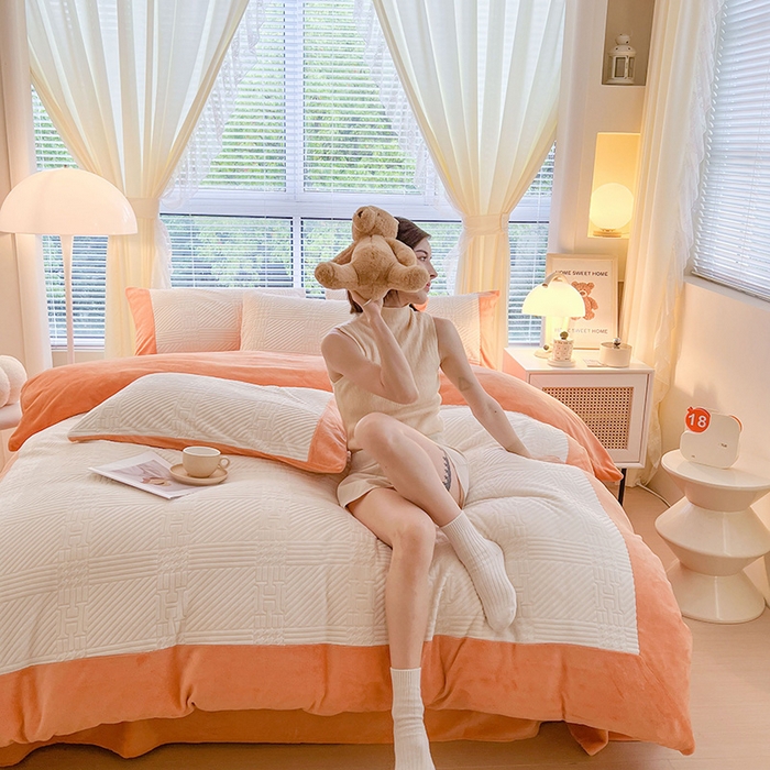 91家纺网 家纺一手货源 找家纺 （总）新月家纺（锦威郎） 2024新款秋冬230克海貂绒牛奶绒四件套-艾梵希