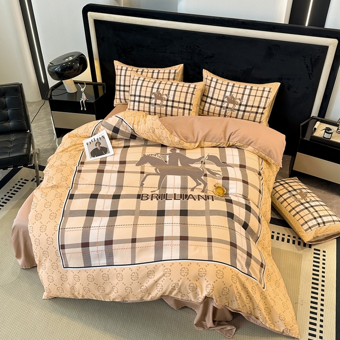 91家纺网 家纺一手货源 找家纺 色鬼布艺 2023新款加厚双面磨毛数码大版印花四件套 格言