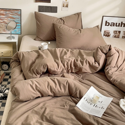 91家纺网 家纺一手货源 找家纺 六巷胡同 2023新款32支全棉纯色水洗棉单被套 班尼咖