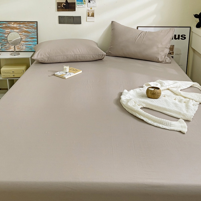 91家纺网 家纺一手货源 找家纺 六巷胡同 2023新款32支全棉纯色水洗棉单床笠 迷雾灰