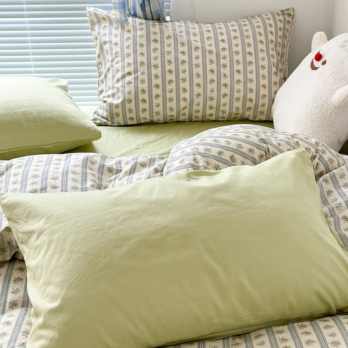 91家纺网 家纺一手货源 找家纺 昔可家纺 2023新款法式田园花卉混搭全棉四件套 木槿花