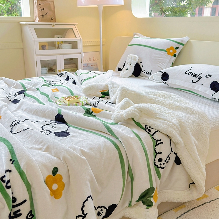 91家纺网 家纺一手货源 找家纺 沐慕 2023新款毛毯 皮皮狗