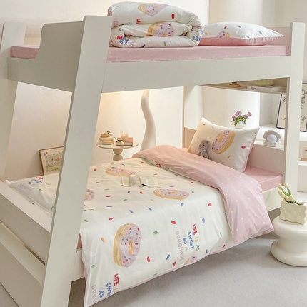 91家纺网 家纺一手货源 找家纺 （总）昔可家纺 2023新款少女粉渐变色上下铺全棉四件套