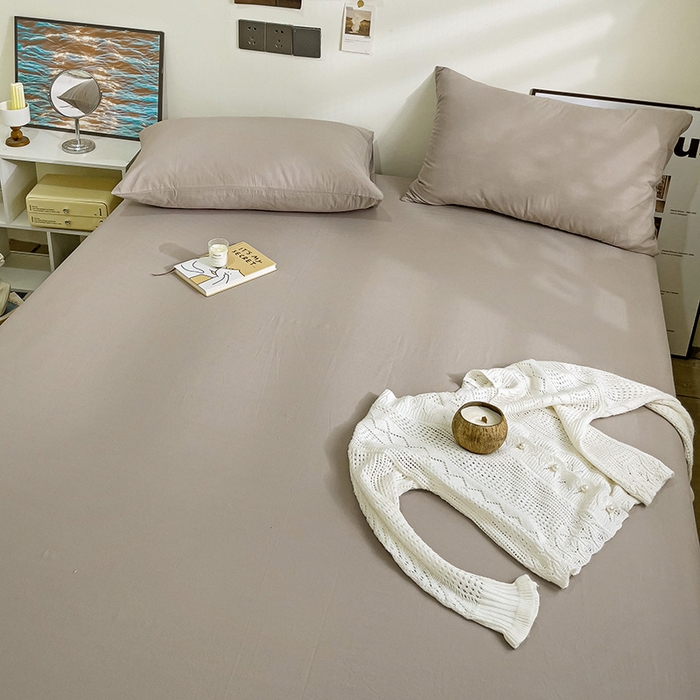 91家纺网 家纺一手货源 找家纺 六巷胡同 2023新款32支全棉纯色水洗棉单床笠 迷雾灰