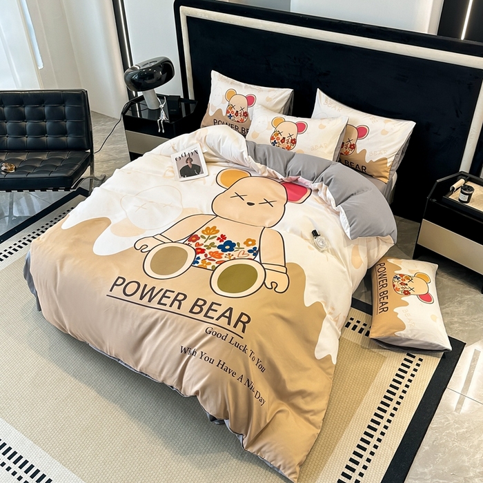 91家纺网 家纺一手货源 找家纺 色鬼布艺 2023新款加厚双面磨毛数码大版印花四件套 芬利