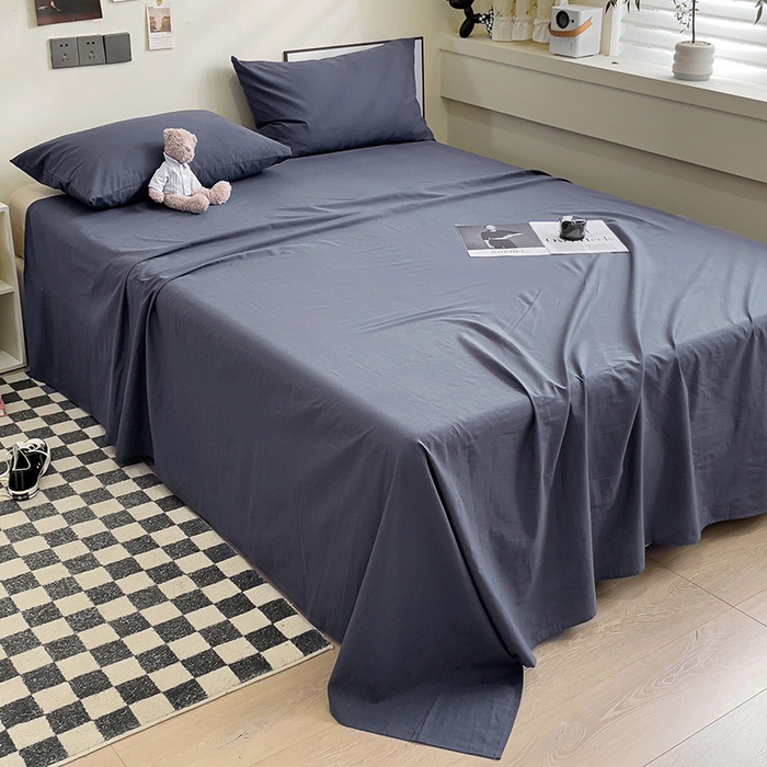 91家纺网 家纺一手货源 找家纺 六巷胡同 2023新款32支全棉纯色水洗棉单床单 藏青蓝