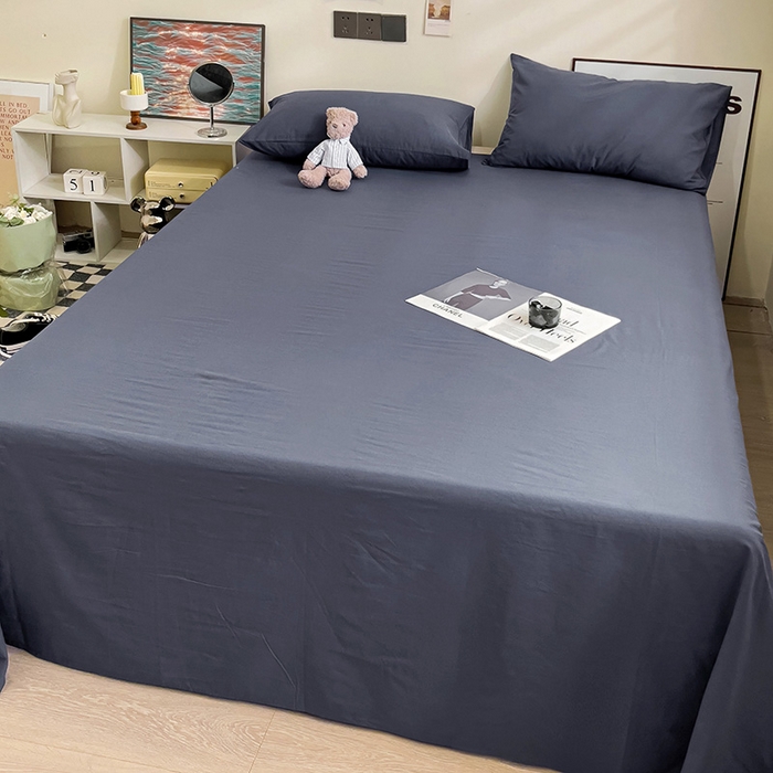 91家纺网 家纺一手货源 找家纺 六巷胡同 2023新款32支全棉纯色水洗棉单床单 藏青蓝