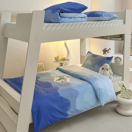 昔可家纺 2023新款少女粉渐变色上下铺全棉四件套 那片蓝海