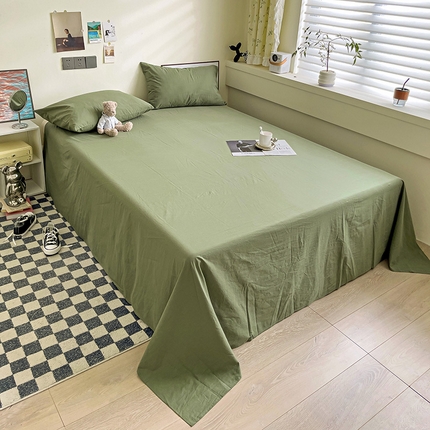 91家纺网 家纺一手货源 找家纺 六巷胡同 2023新款32支全棉纯色水洗棉单床单 抹茶绿