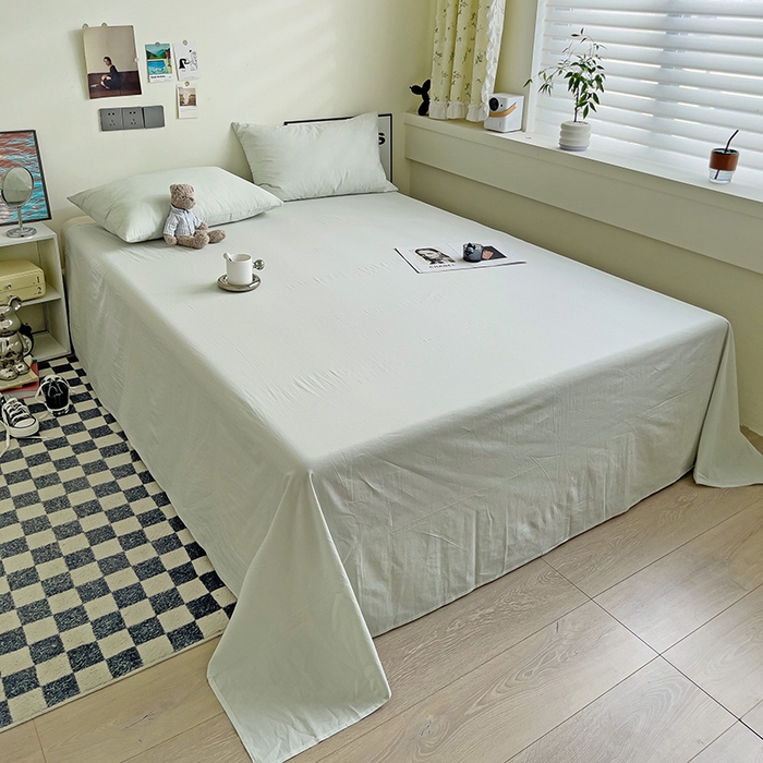 91家纺网 家纺一手货源 找家纺 六巷胡同 2023新款32支全棉纯色水洗棉单床单 薄荷绿