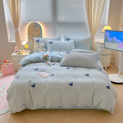 91家纺网 家纺一手货源 找家纺 （总）慕尚2025华夫格全棉米奇毛巾绣四件套