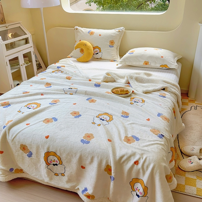 91家纺网 家纺一手货源 找家纺 沐慕 2023新款毛毯 萌萌鸭